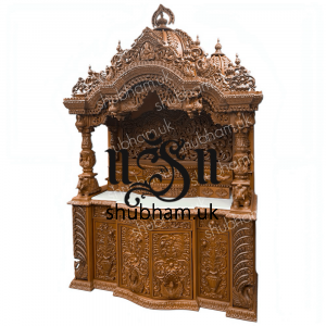 Engraved Beautifully Teak Wood Temple for Home in the UK