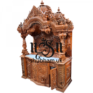 Engraved Beautifully Teak Wood Temple for Home in the UK