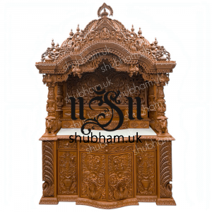 Engraved Beautifully Teak Wood Temple for Home in the UK