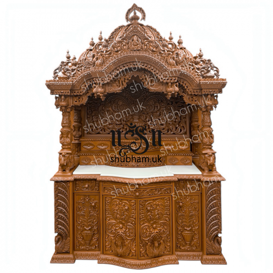 Engraved Beautifully Teak Wood Temple for Home in the UK