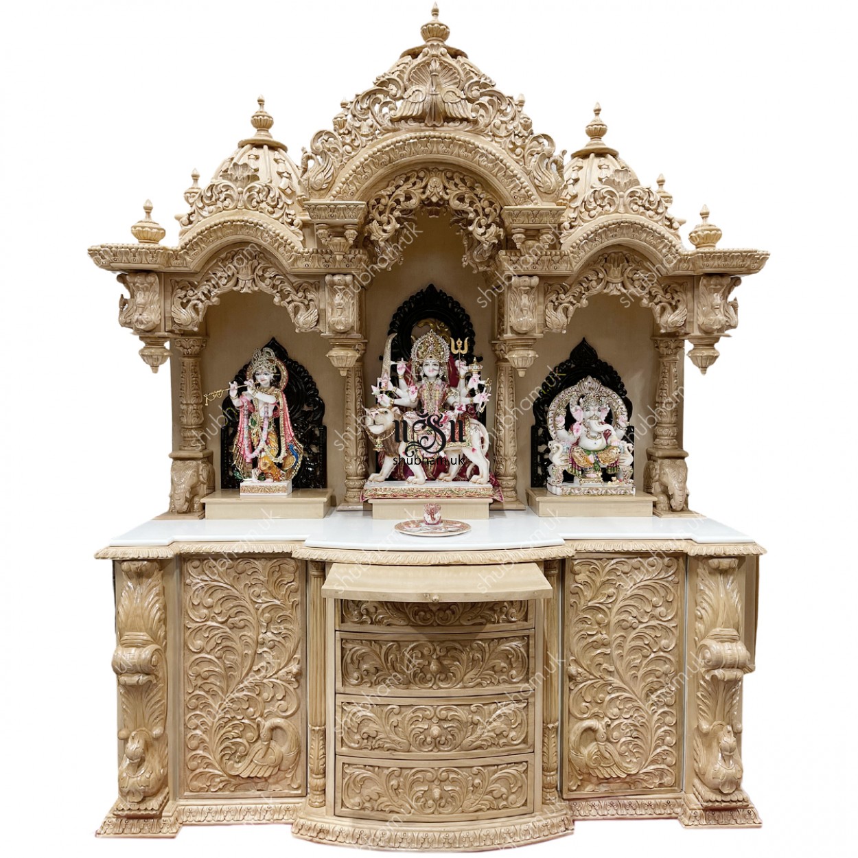 Buy Authentic Indian Sevan Wood Mandir - Big Wooden temple for home in
