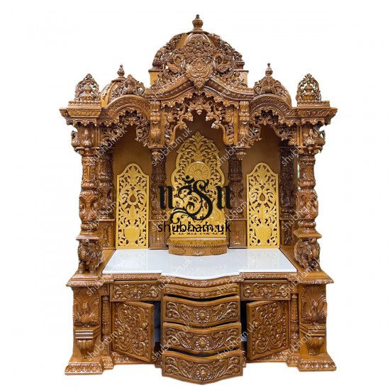 Extremely beautiful Teak Wooden Puja temple with high base