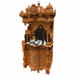 Ganesh design Wooden Temple with beautiful carved drawers Ganesh design Wooden Temple with beautiful carved drawers