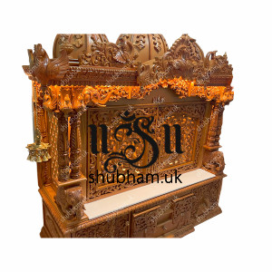 Big Teak Wooden Mandir with doors for Home Big Teak Wooden Mandir with doors for Home