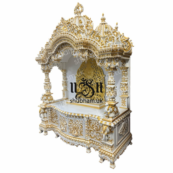 Big Teak Wooden Mandir with doors for Home