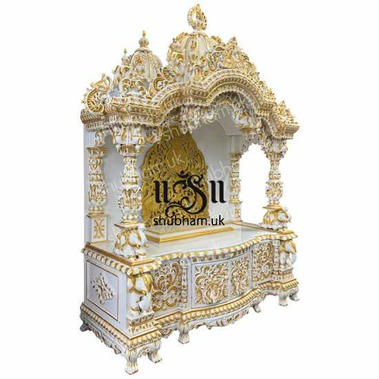 Big Teak Wooden Mandir with doors for Home