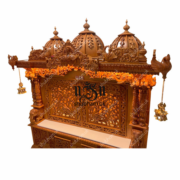 Big Teak Wooden Mandir with doors for Home
