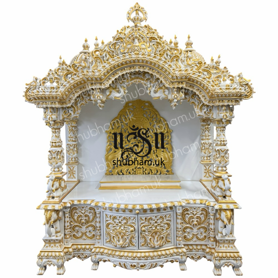 Big Teak Wooden Mandir with doors for Home