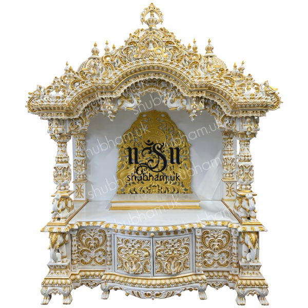 Big Teak Wooden Mandir with doors for Home