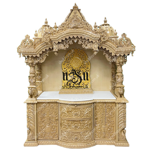 Big Sevan Wood Indian Mandir with drawers UK