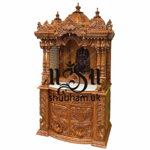 Designer Teak wood Puja Temple with high drawers Designer Teak wood Puja Temple with high drawers