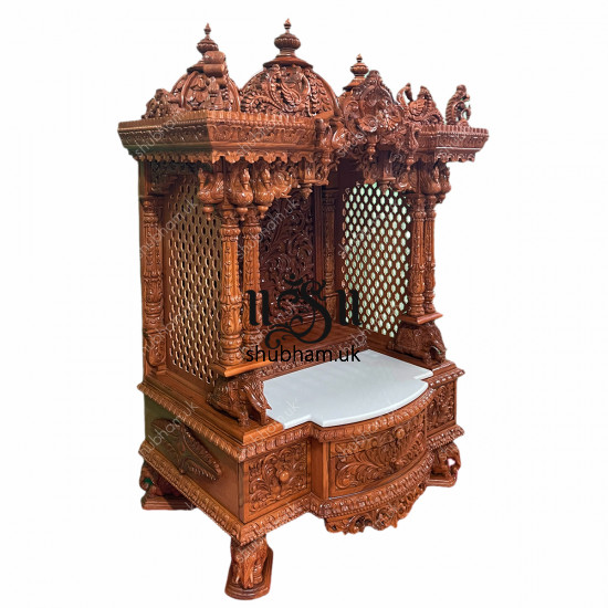 Engraved Beautifully high drawer Teak Wooden Temple UK