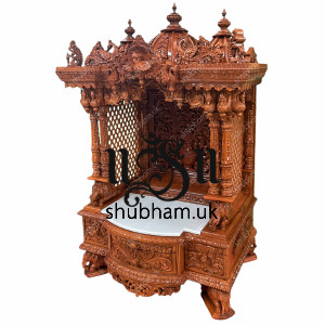 Engraved Beautifully high drawer Teak Wooden Temple UK Engraved Beautifully high drawer Teak Wooden Temple UK