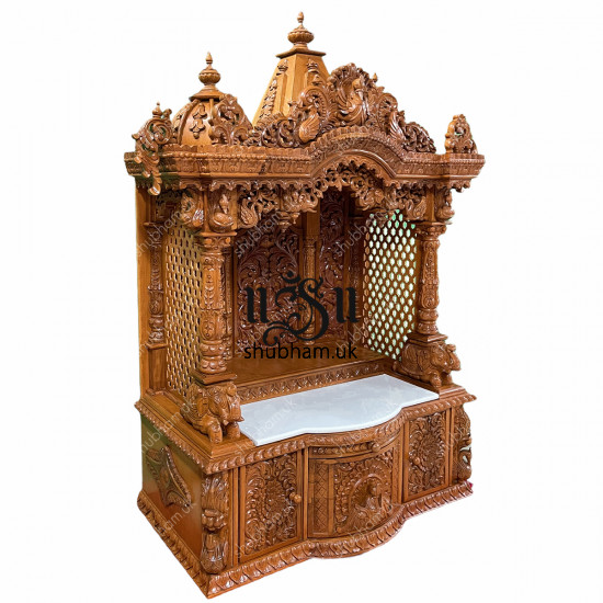 Superior Quality Teak Wooden Temple Puja Mandir for Home