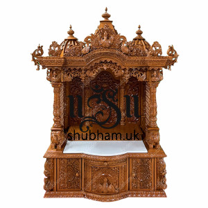 Superior Quality Teak Wooden Temple Puja Mandir for Home