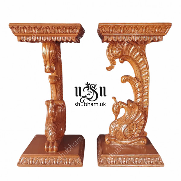Elegantly Carved Peacock Design High Console Table for Hallway