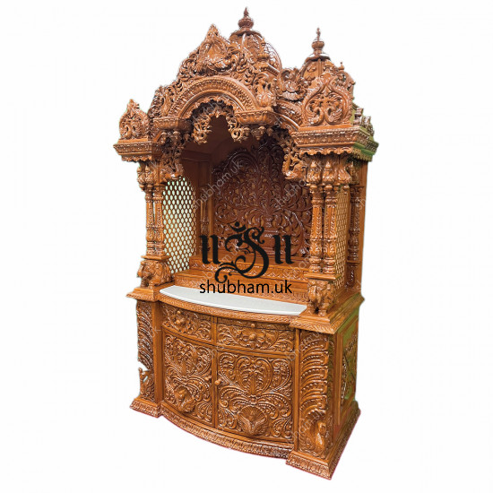 Large Indian Hand-carved Teak Wooden mandir for Home