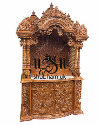 Large Indian Hand-carved Teak Wooden mandir for Home