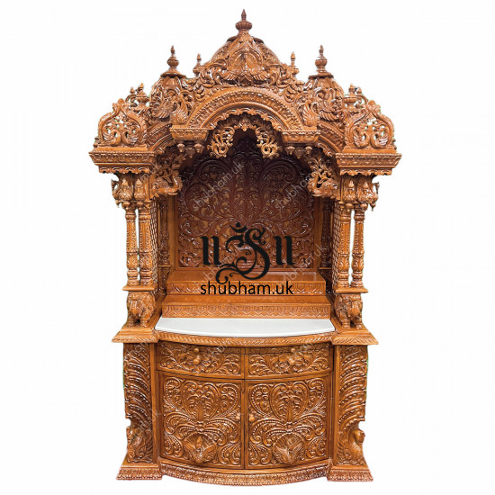 Large Indian Hand-carved Teak Wooden mandir for Home
