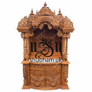 Large Indian Hand-carved Teak Wooden mandir for Home