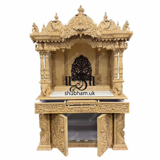 Antique Style Hand carved Wooden Pooja Ghar UK - Canada - USA Antique Style Hand carved Wooden Pooja Ghar UK - Canada - USA