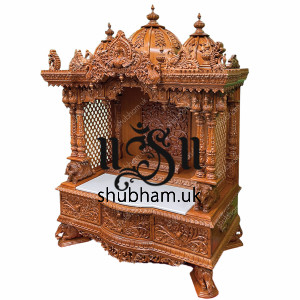 Custom Made Antique look Teak wood Home Mandir UK 