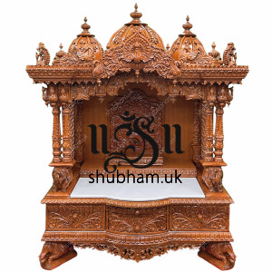 Custom Made Antique look Teak wood Home Mandir UK 