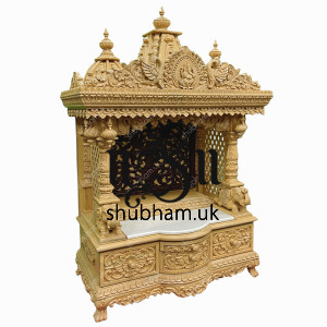 Beautifully carved small Puja Wooden Mandir for Home