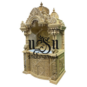 Modern Intricate Hand Carved Small Sevan Wood Home Altar Modern Intricate Hand Carved Small Sevan Wood Home Altar