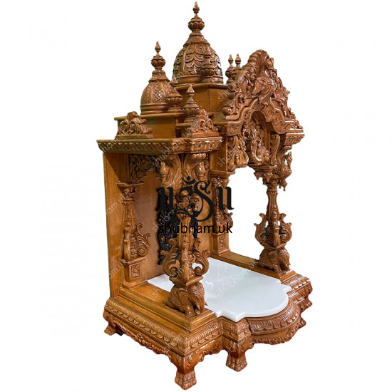 Modern Intricate Hand Carved Small Sevan Wood Home Altar