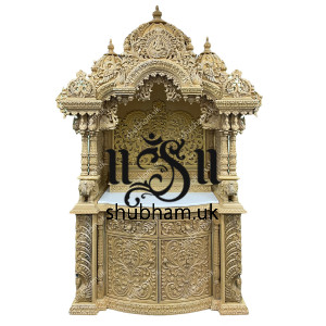 Modern Intricate Hand Carved Small Sevan Wood Home Altar