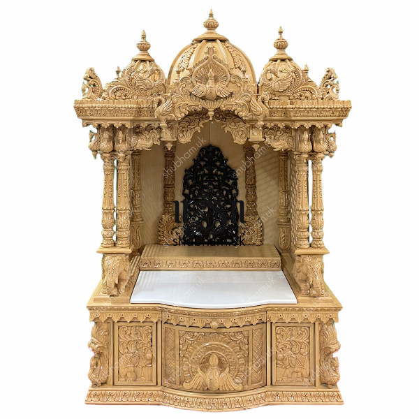 Buy Beautifuly Engraved Sevan Wooden Pooja Ghar Mandir UK
