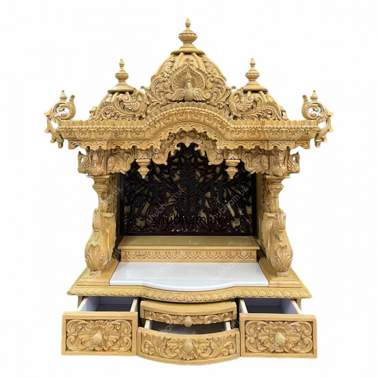 Solid wood handcrafted Pooja Temple for Home