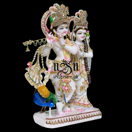 Charming Radha Krishna Marble Idol Statue UK
