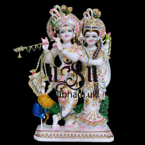 Charming Radha Krishna Marble Idol Statue UK