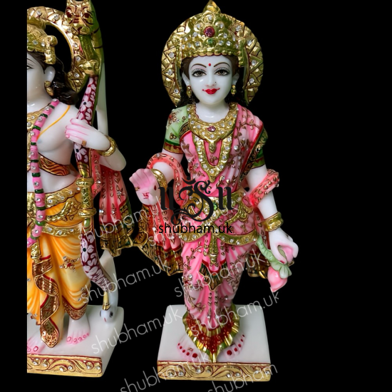 Beautiful Family Ram Darbar Marble Murti for Home Mandir UK