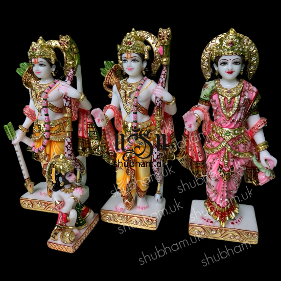 Beautiful Family Ram Darbar Marble Murti for Home Mandir UK