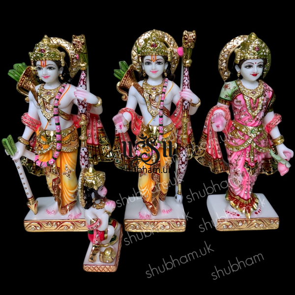 Beautiful Family Ram Darbar Marble Murti for Home Mandir UK