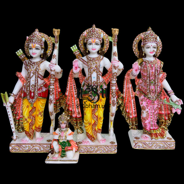 Beautiful Family Ram Darbar Marble Murti for Home Mandir UK