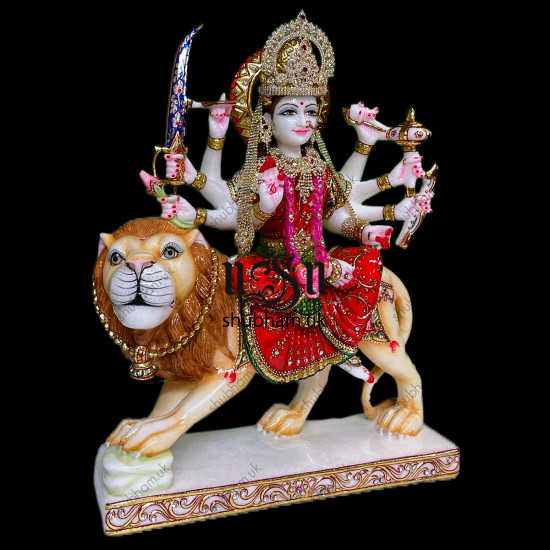 Beautiful Durga Ji Marble Statue UK