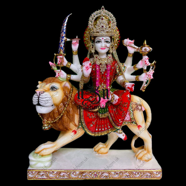 Beautiful Durga Ji Marble Statue UK