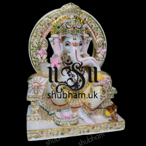 Beautiful Divine look Ganesh Ji Marble Statue Idol for Home Mandir