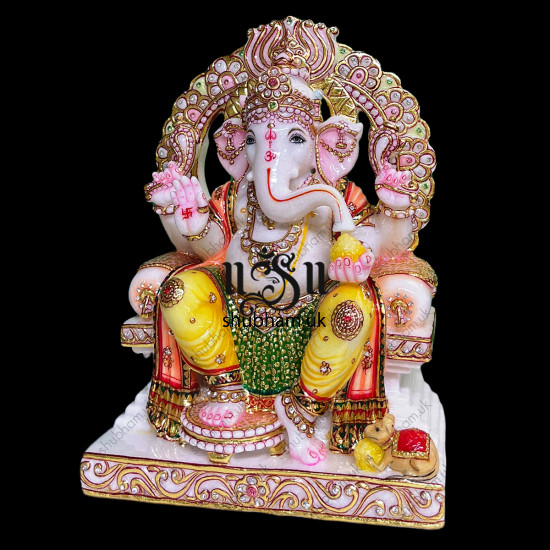 Beautiful Divine look Ganesh Ji Marble Statue Idol for Home Mandir