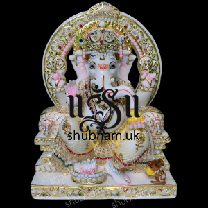 Beautiful Divine look Ganesh Ji Marble Statue Idol for Home Mandir