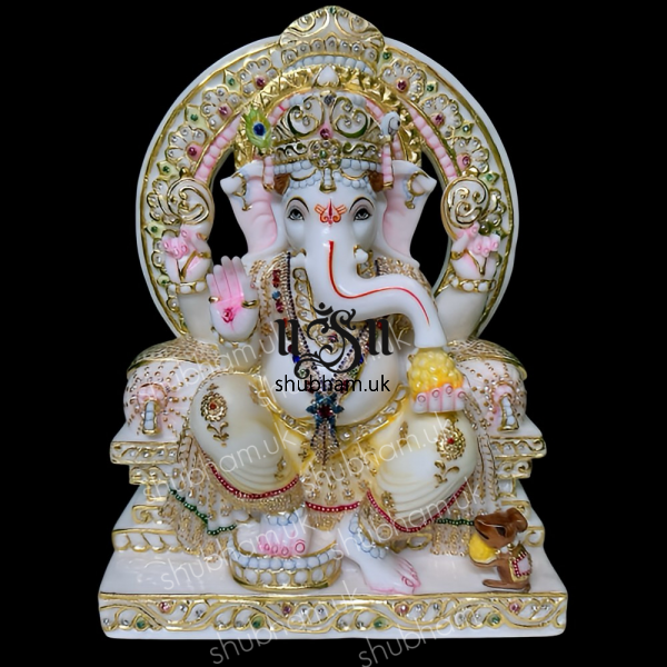 Beautiful Divine look Ganesh Ji Marble Statue Idol for Home Mandir