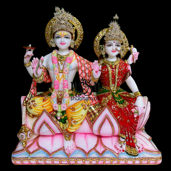 Divine Marble Murti of Laxmi ji and Vishnu Ji for Home Mandir