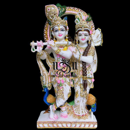 Embellished look and smile - Radha Krishna Marble Statue for Home