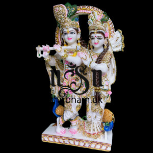 Embellished look and smile - Radha Krishna Marble Statue for Home Embellished look and smile - Radha Krishna Marble Statue for Home