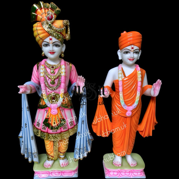 Marble Swami Narayan Statue for Home Temple UK - God Akshar Purushottam 