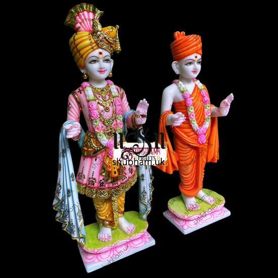 Handmade God Akshar Purushottam - Marble Swami Narayan Statue Idol UK